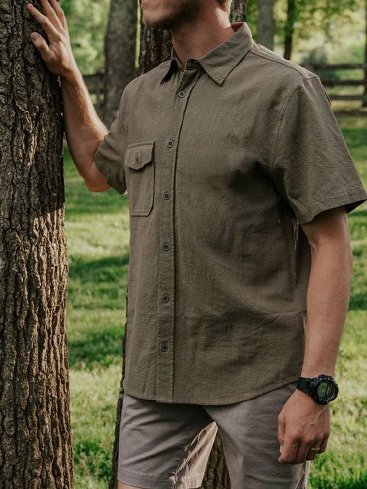 Vanlig Lapel European Sommar Slim Shirt