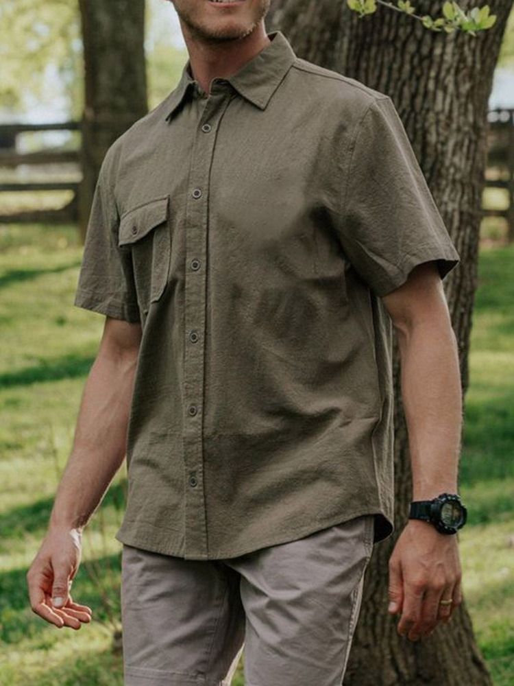 Vanlig Lapel European Sommar Slim Shirt