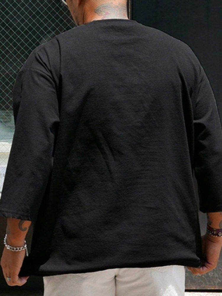 Vanlig Rundhalsad Casual T-Shirt Med Lös Tröja