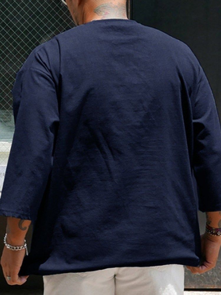 Vanlig Rundhalsad Casual T-Shirt Med Lös Tröja