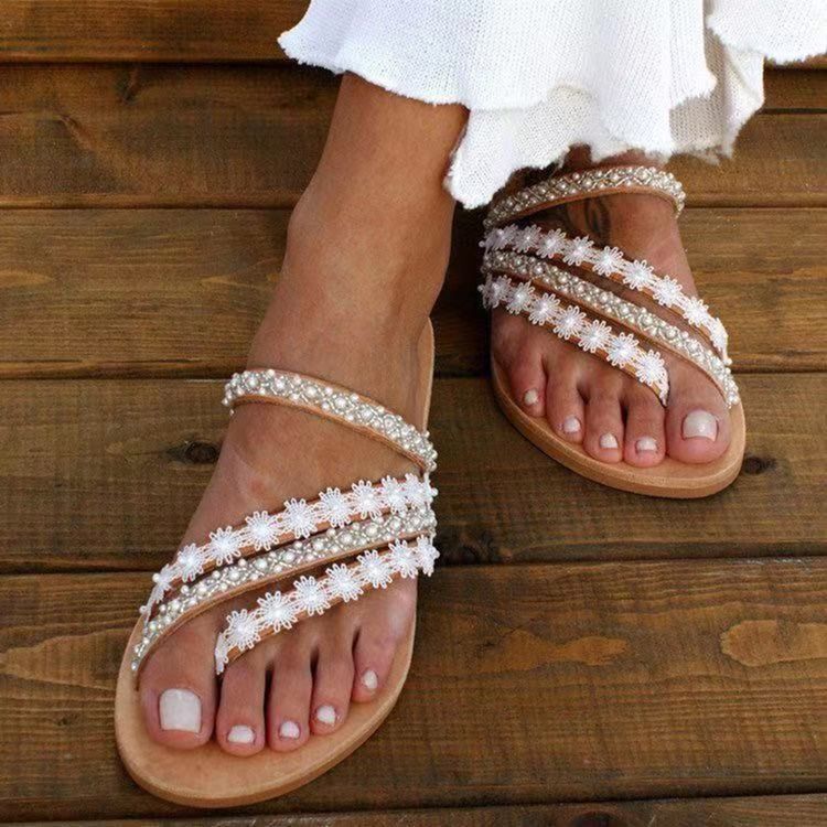 Applikationer Slip-On Platt Med Västerländska Kvinnors Tofflor