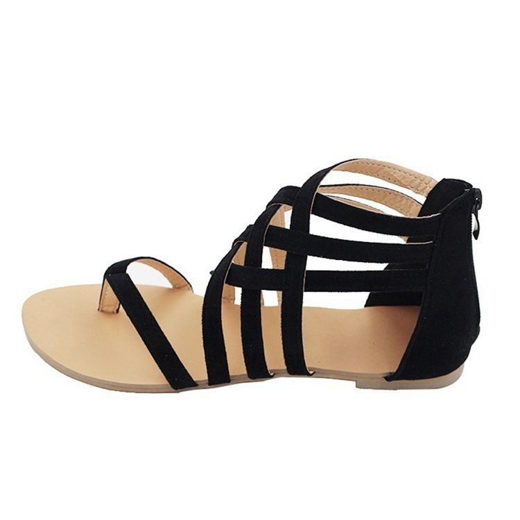 Blixtlås Häl Täcker String Romerska Platta Sandaler