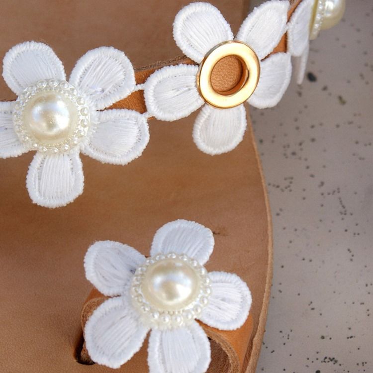 Blommig Tåring Slip-On Platta Sandaler För Kvinnor