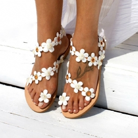 Blommig Tåring Slip-On Platta Sandaler För Kvinnor