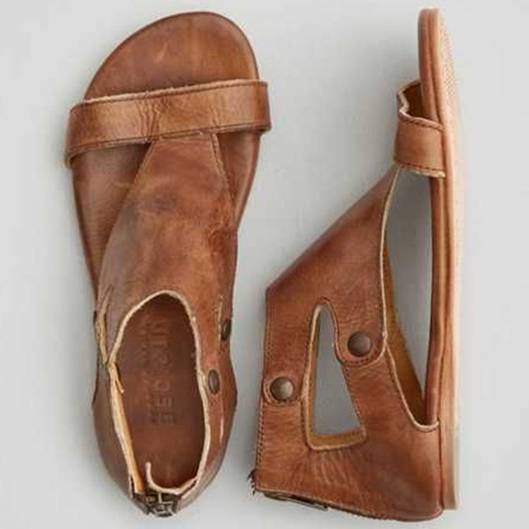 Bruna Nitar Hältäckande Platta Sandaler
