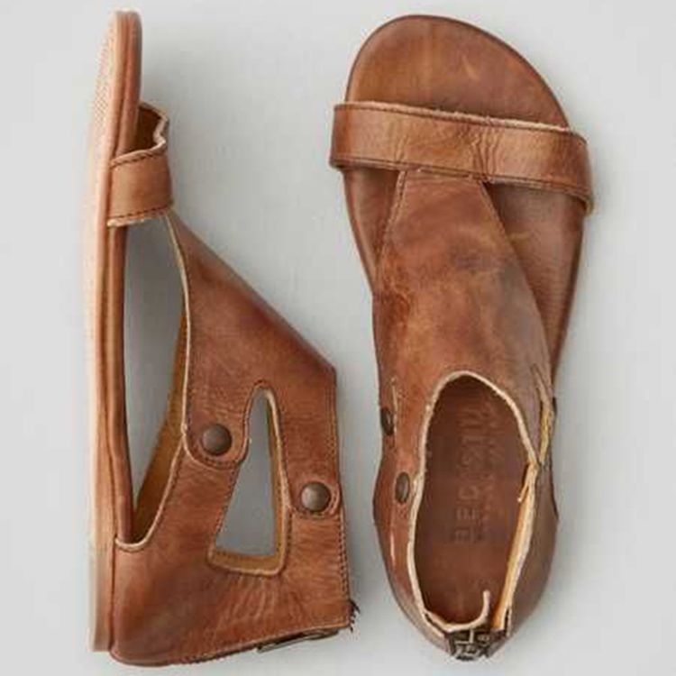 Bruna Nitar Hältäckande Platta Sandaler
