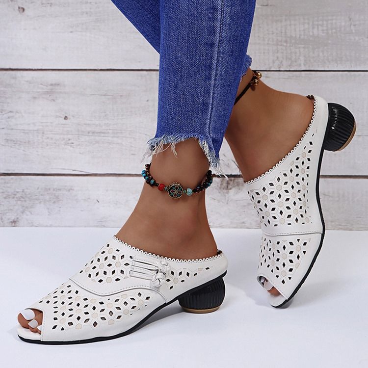Chunky Heel Slip-On Flip Flop Damtofflor