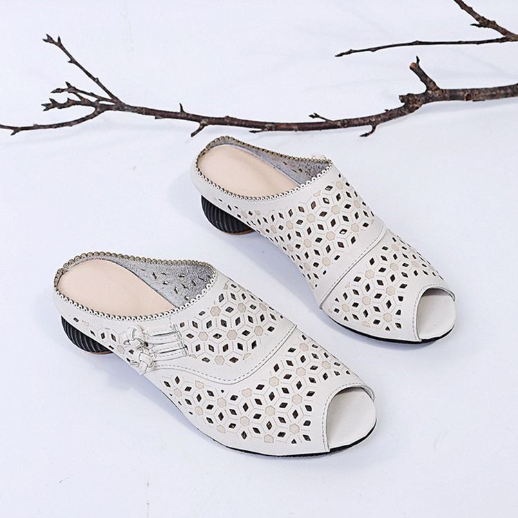 Chunky Heel Slip-On Flip Flop Damtofflor