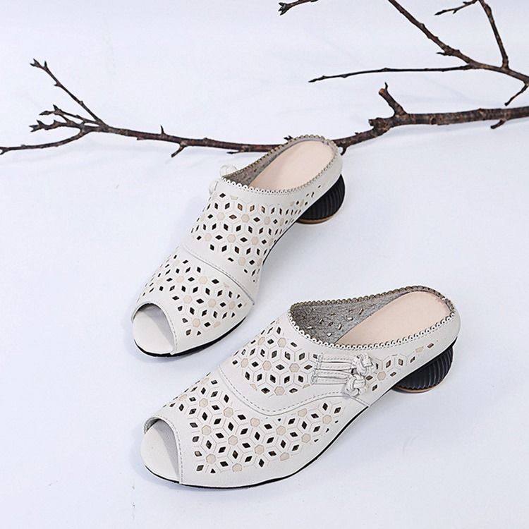 Chunky Heel Slip-On Flip Flop Damtofflor