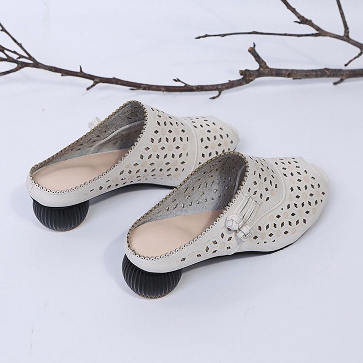 Chunky Heel Slip-On Flip Flop Damtofflor