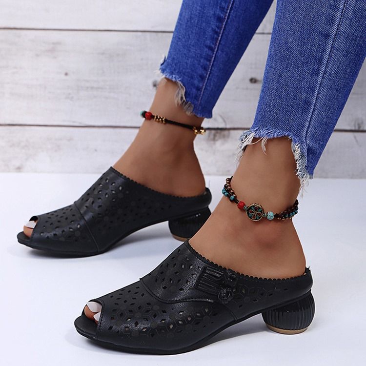 Chunky Heel Slip-On Flip Flop Damtofflor