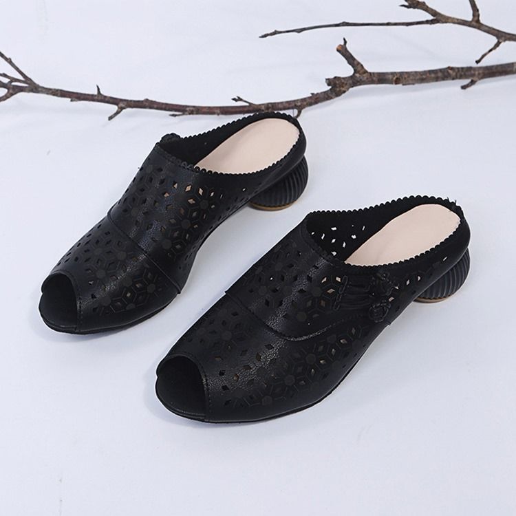 Chunky Heel Slip-On Flip Flop Damtofflor