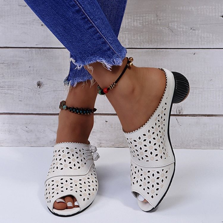 Chunky Heel Slip-On Flip Flop Damtofflor