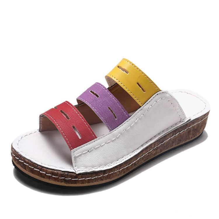 Hollow Flip Flop Slip-On Color Block Tofflor