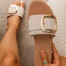 Knapp Tå Ring Slip-On Vanliga Tofflor