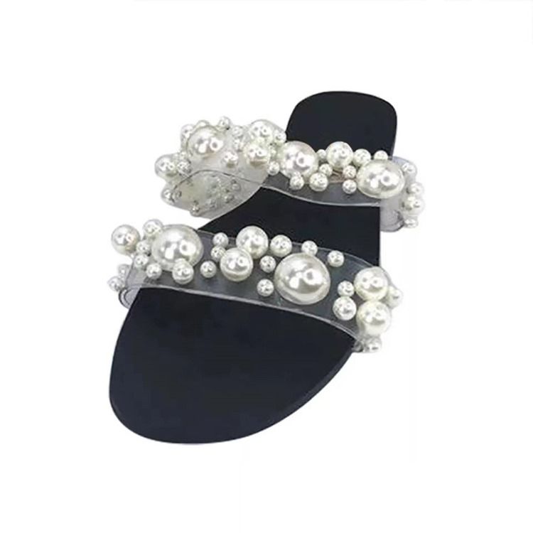 Platt Med Pärlor Slip-On Enkla Tofflor