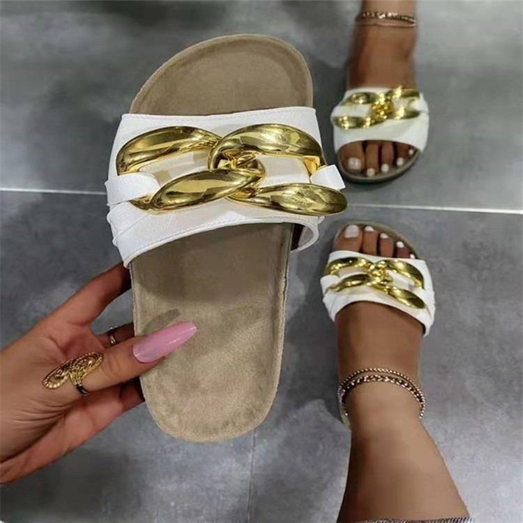 Platt Med Paljetter Flip Flop Patchwork Damtofflor