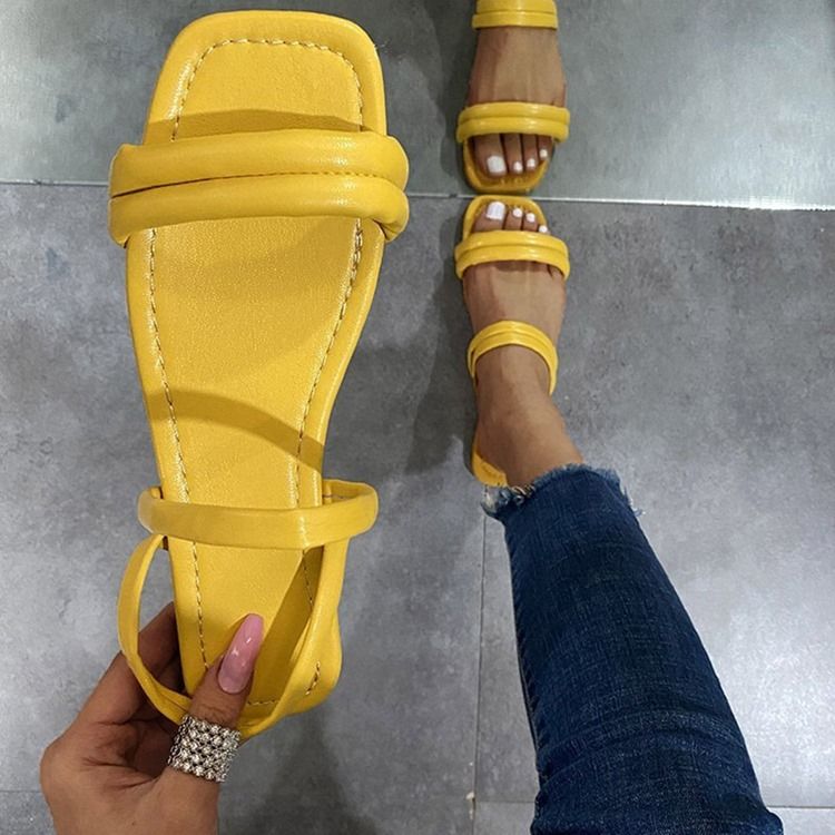 Platt Med Slip-On Öppen Tå Kvinnors Casual Sandaler