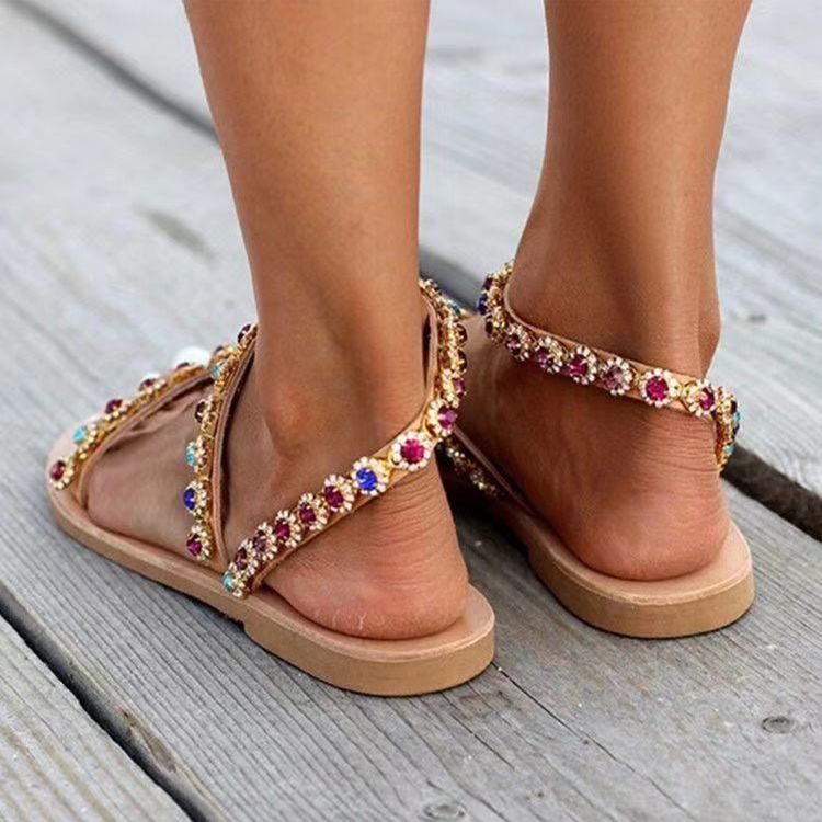 Platt Med Slip-On Rund Toe Enkla Sandaler