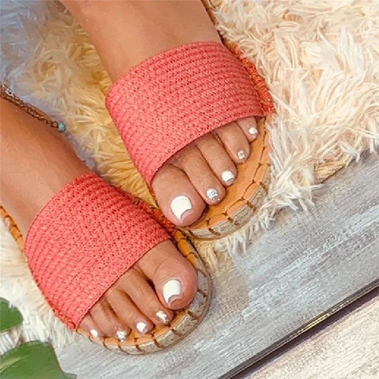 Platt Med Tråd Slip-On Western Tofflor