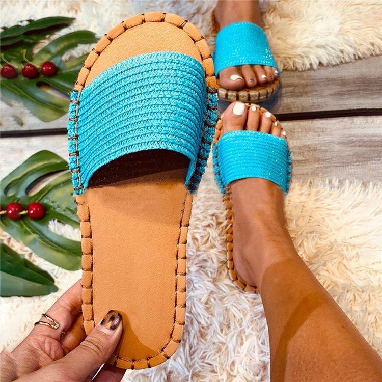 Platt Med Tråd Slip-On Western Tofflor