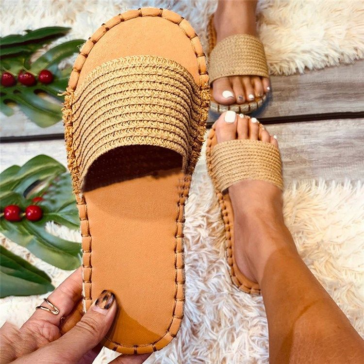 Platt Med Tråd Slip-On Western Tofflor