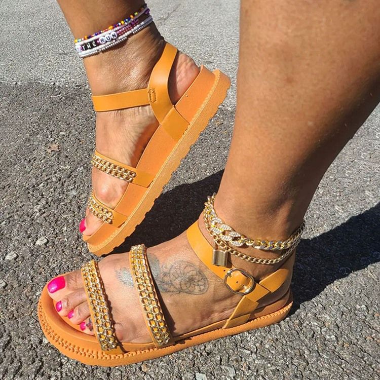 Plattformsspänne Med Öppen Tå Västerländska Sandaler