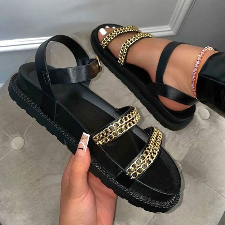 Plattformsspänne Med Öppen Tå Västerländska Sandaler