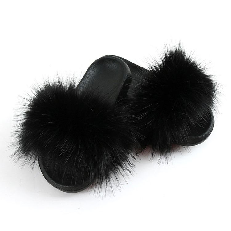 Pompon Platt Med Slip-On Vanliga Tofflor