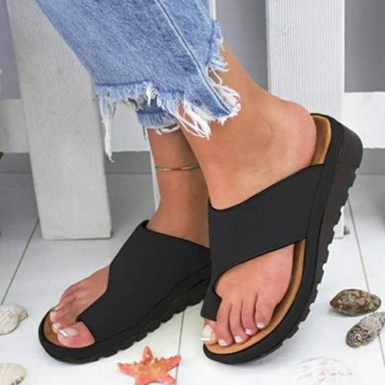 Pu-Tåring Kilklack Platt Sandaler För Kvinnor
