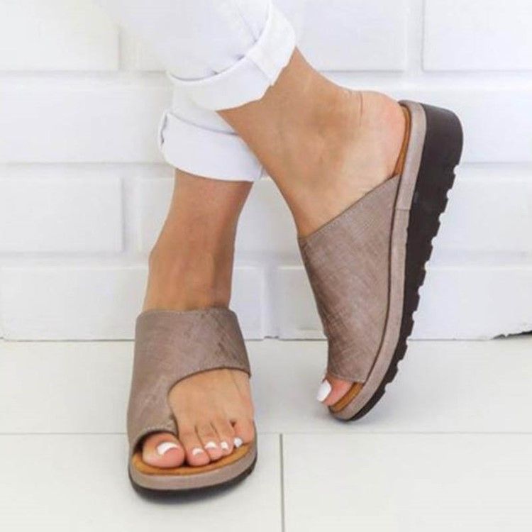 Pu-Tåring Kilklack Platt Sandaler För Kvinnor