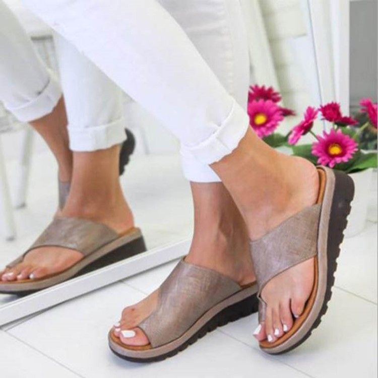 Pu-Tåring Kilklack Platt Sandaler För Kvinnor