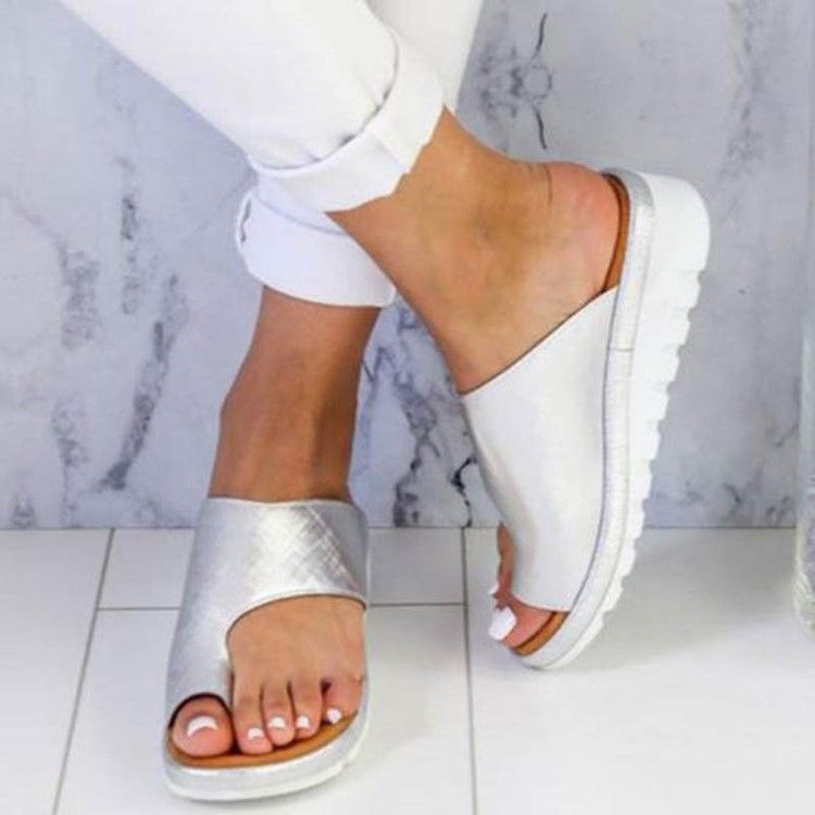 Pu-Tåring Kilklack Platt Sandaler För Kvinnor