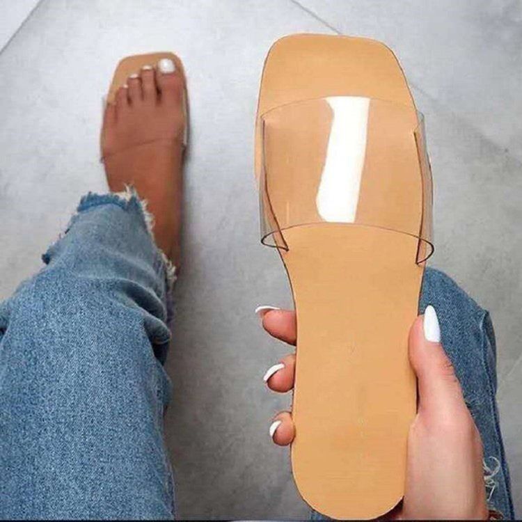 Slip-On Flip Flop Med Platta Tofflor Av Gummi För Kvinnor