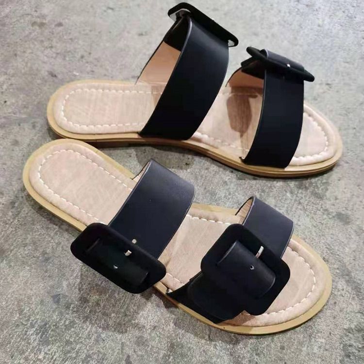 Slip-On Platt Med Spänne Damtofflor