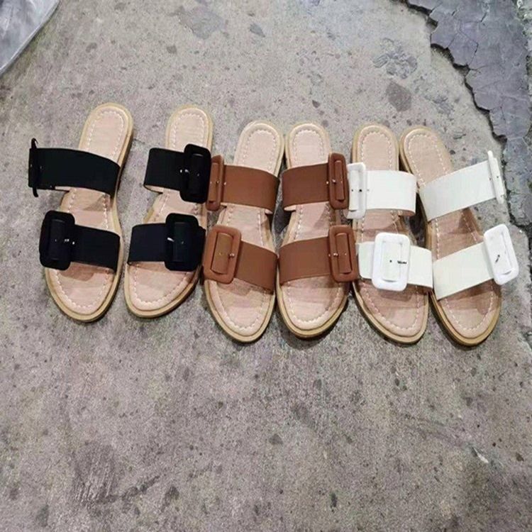 Slip-On Platt Med Spänne Damtofflor