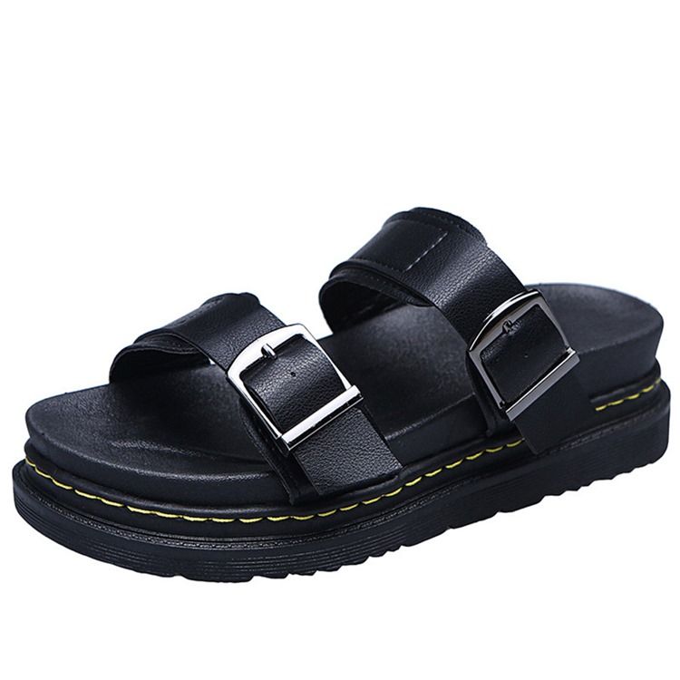 Slip-On Platt Med Spänne Gummi Tofflor För Kvinnor