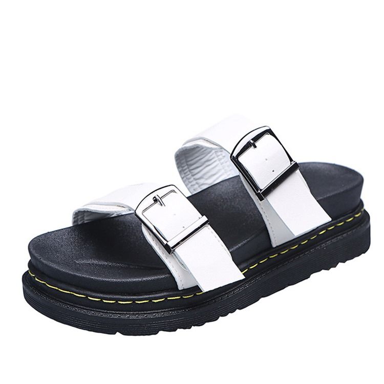 Slip-On Platt Med Spänne Gummi Tofflor För Kvinnor