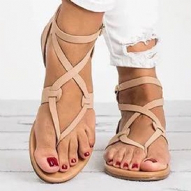 Strappy Plain Spänne Thong Platt Sandaler