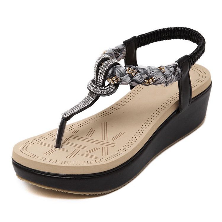 Strass Sandaler Med Kilklack