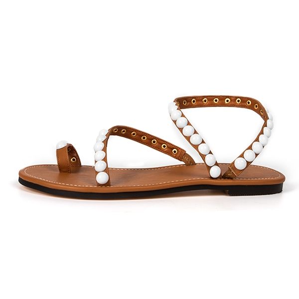 Utsökta Pearls Beading Platt Sandaler