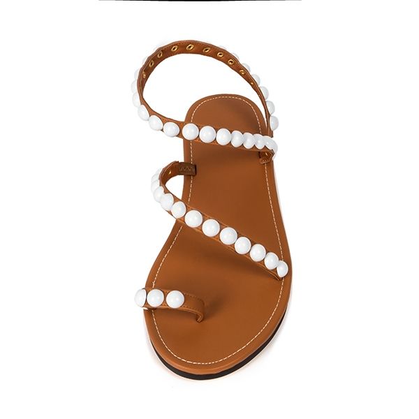 Utsökta Pearls Beading Platt Sandaler