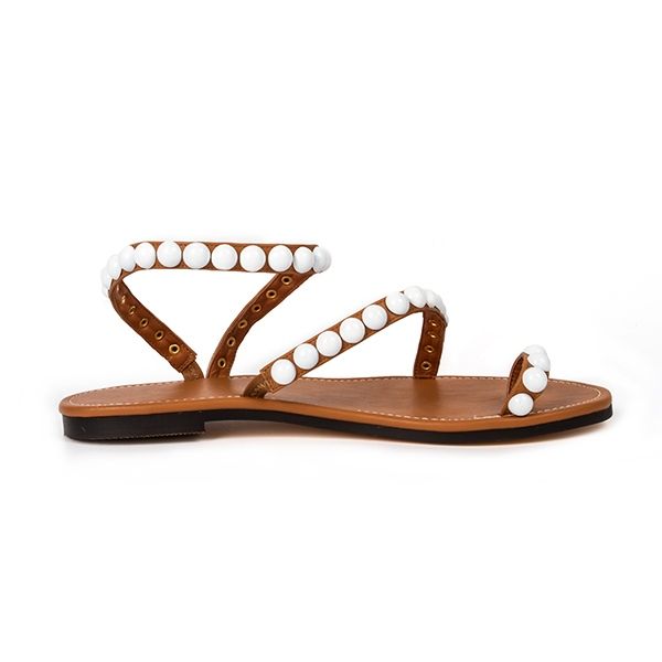 Utsökta Pearls Beading Platt Sandaler