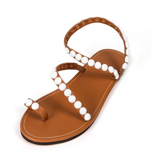 Utsökta Pearls Beading Platt Sandaler