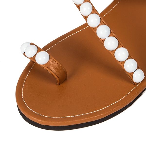Utsökta Pearls Beading Platt Sandaler