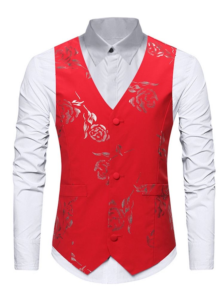 Blommig Casual Lapel Enkelknäppt Herrskjorta