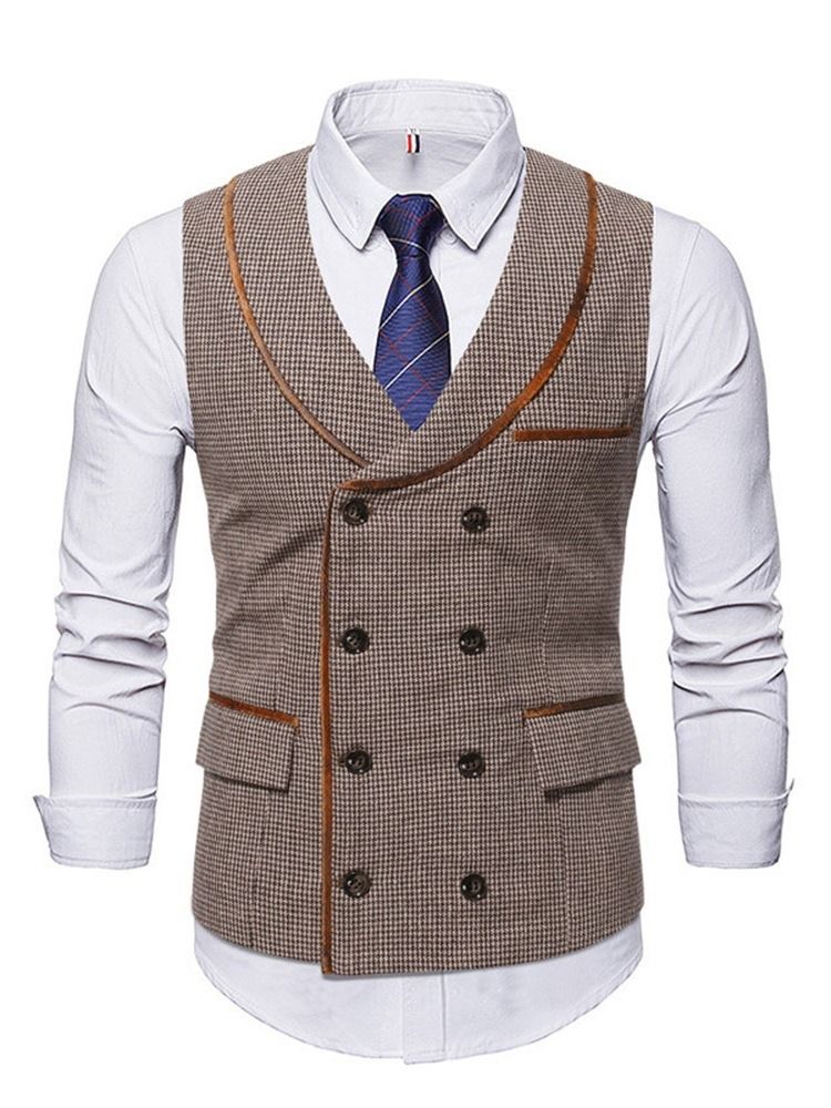 Button Color Block Spring Dubbelknäppt Väst