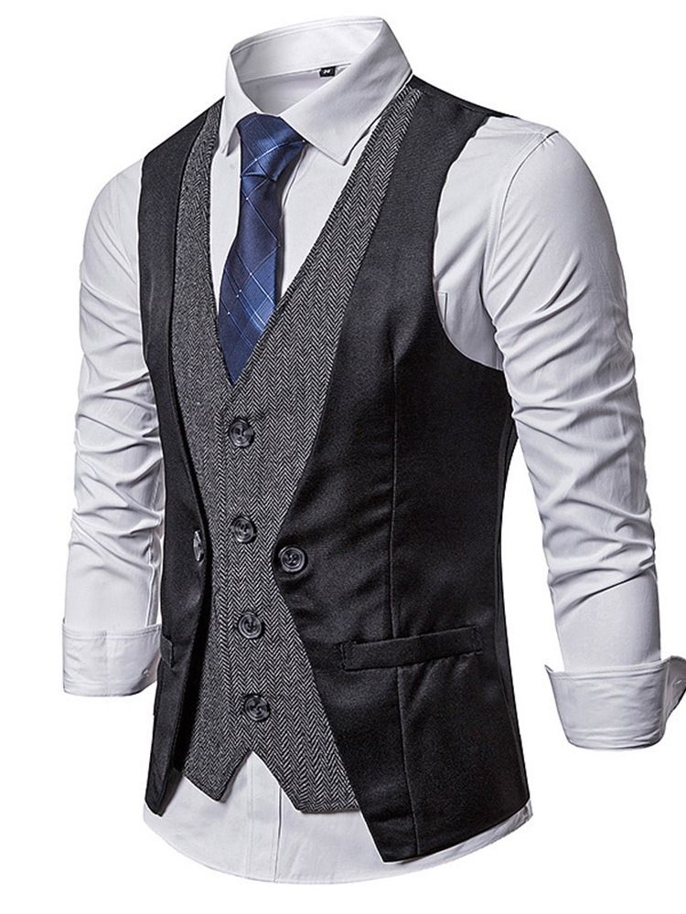 Button Color Block V-Neck Ol Vårväst