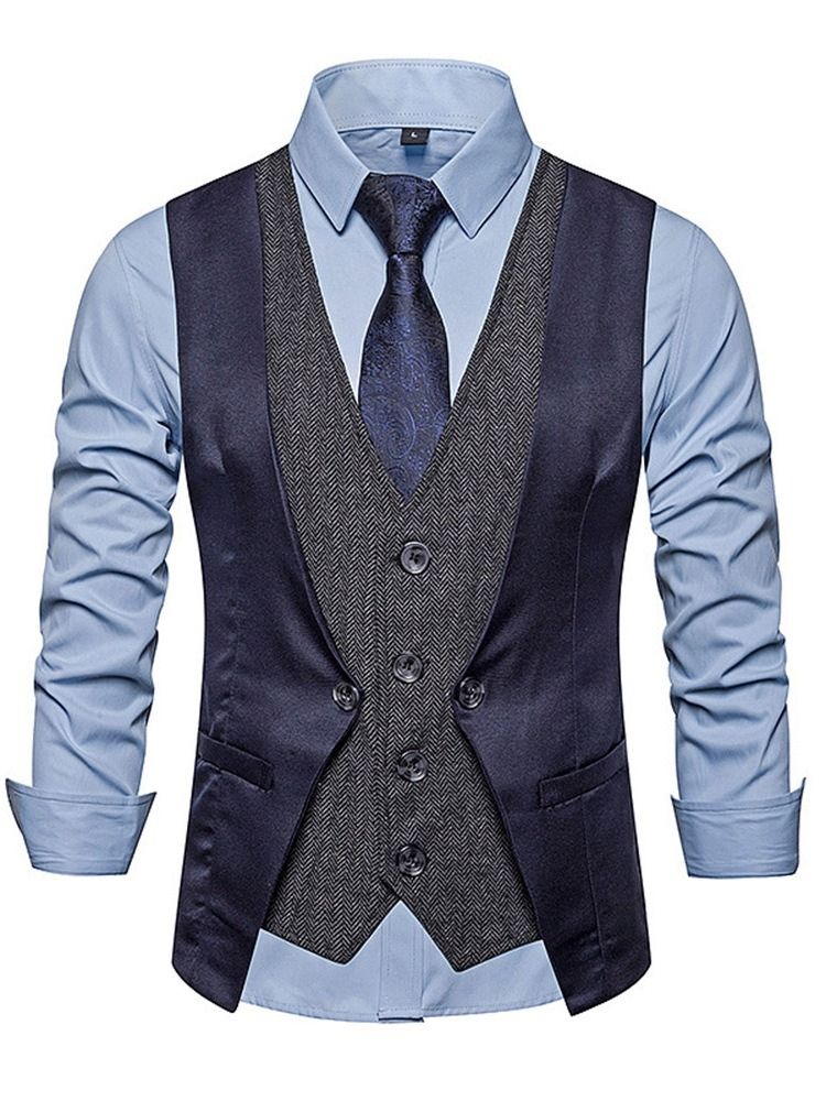 Button Color Block V-Neck Ol Vårväst