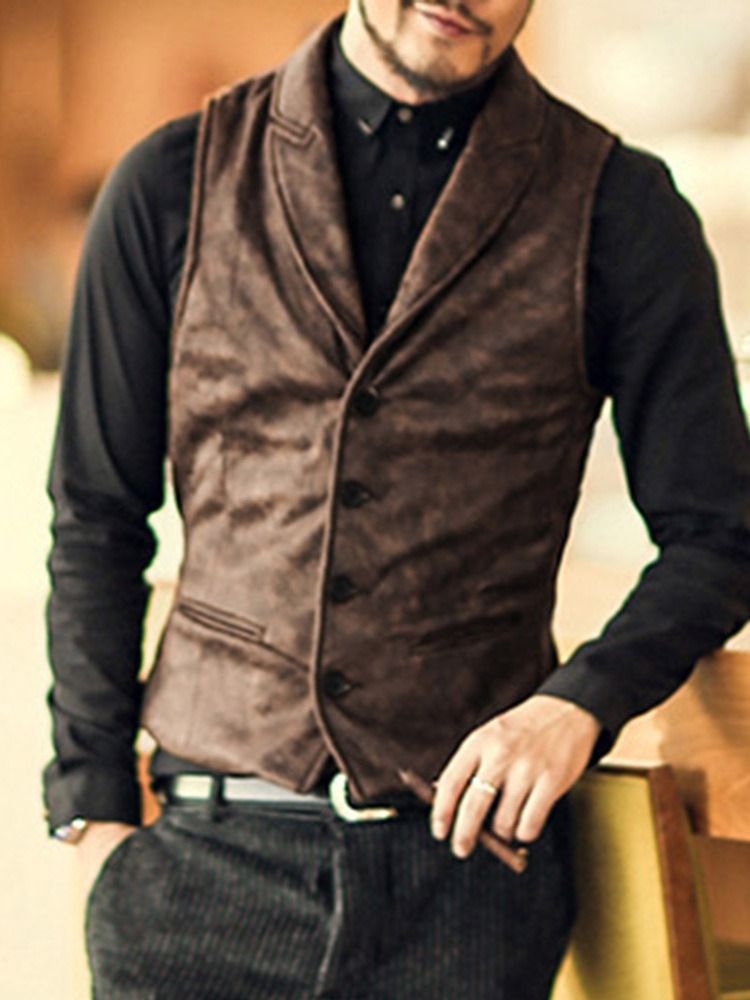 Lapel Button Enkelknäppt Herrväst